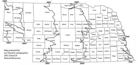 Nebraska Elevation Map